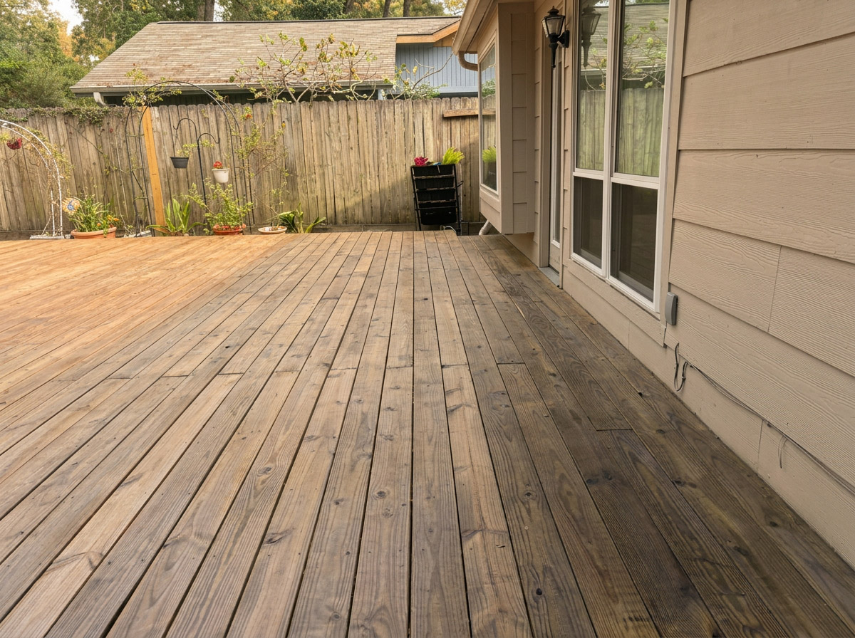 Cedar pergola + deck combo in Willis, TX