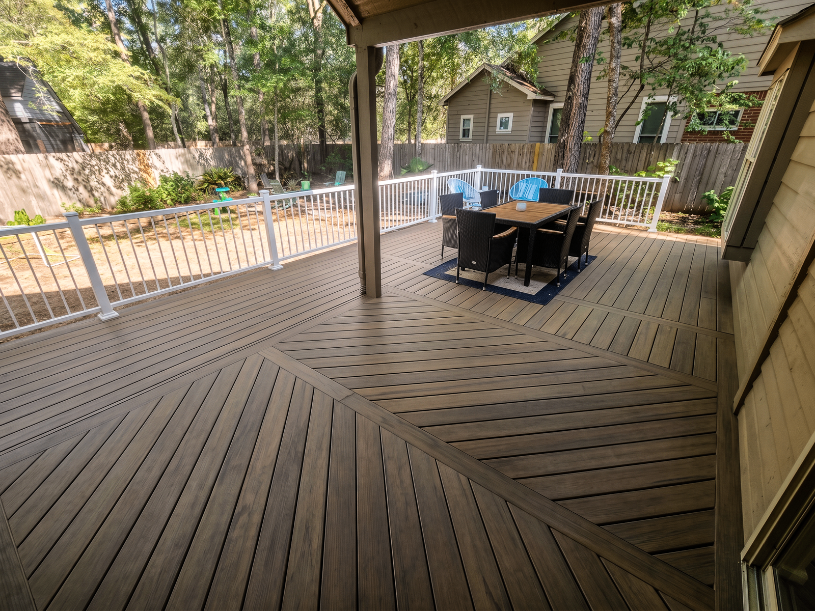 Composite deck with covered patio in The Woodlands TX