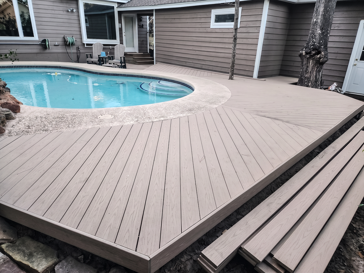 Composite pool deck wrap-around in Magnolia TX